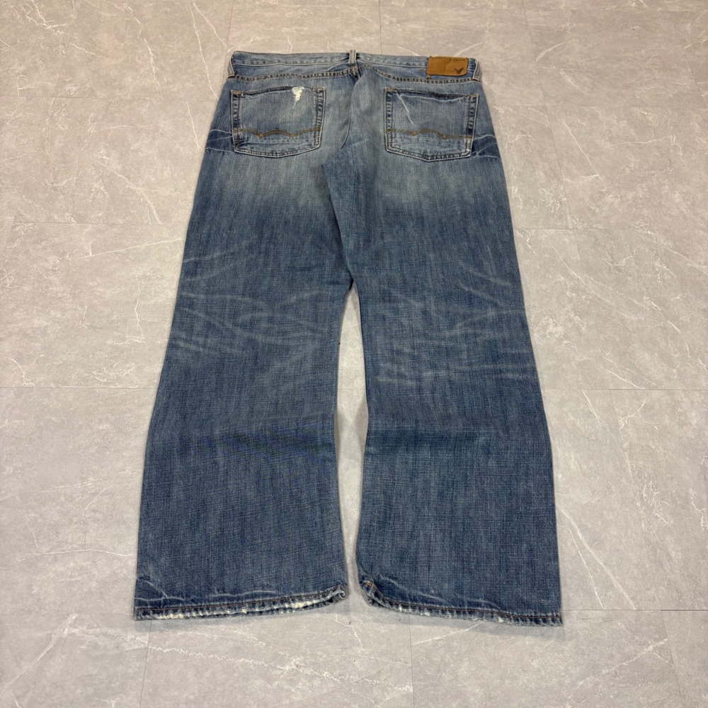 American Eagle Mens Bootcut Jeans 36x30 Medium Wash Distressed Cotton 4158